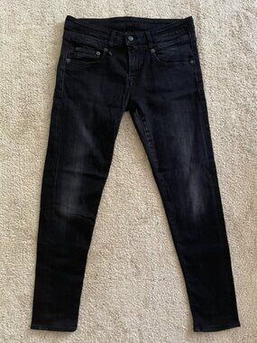 R13 Boy Skinny Jeans In Black Washed Denim Size 26 R13WM0086-73 EUC